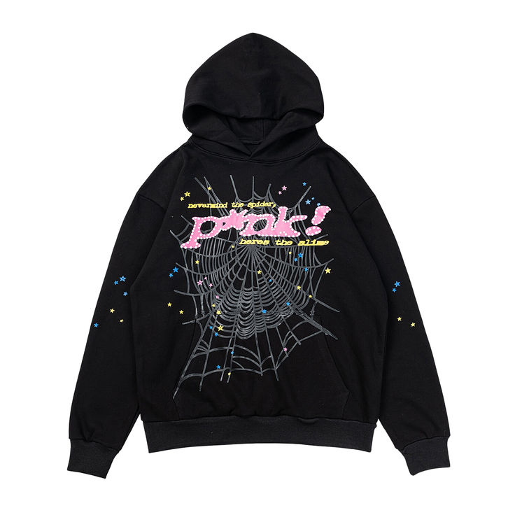 sp5der p*nk hoodie black/pink